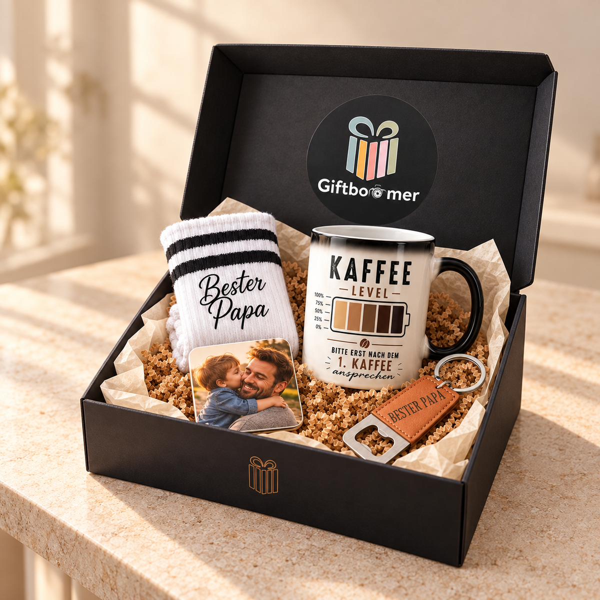 Bester-Papa-Geschenkbox – persönliche Geschenkbox mit 4 besonderen Geschenken