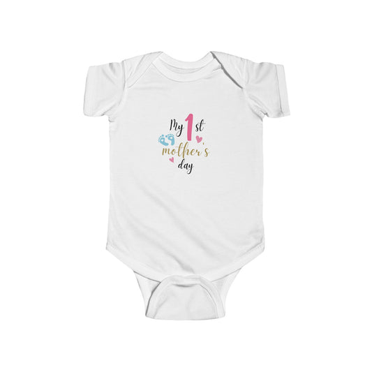 Babybody „My 1st Mother’s Day“ – Geschenk zur ersten Muttertag-Feier – Weiß, Kurzarm