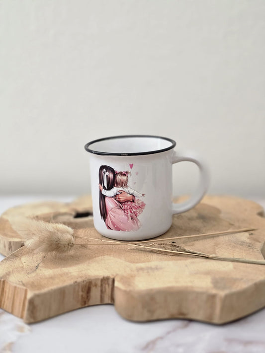 Personalisierte Emaille-Tasse Mama &amp; Tochter – Geschenk zum Muttertag, Geburtstag oder als Dankeschön