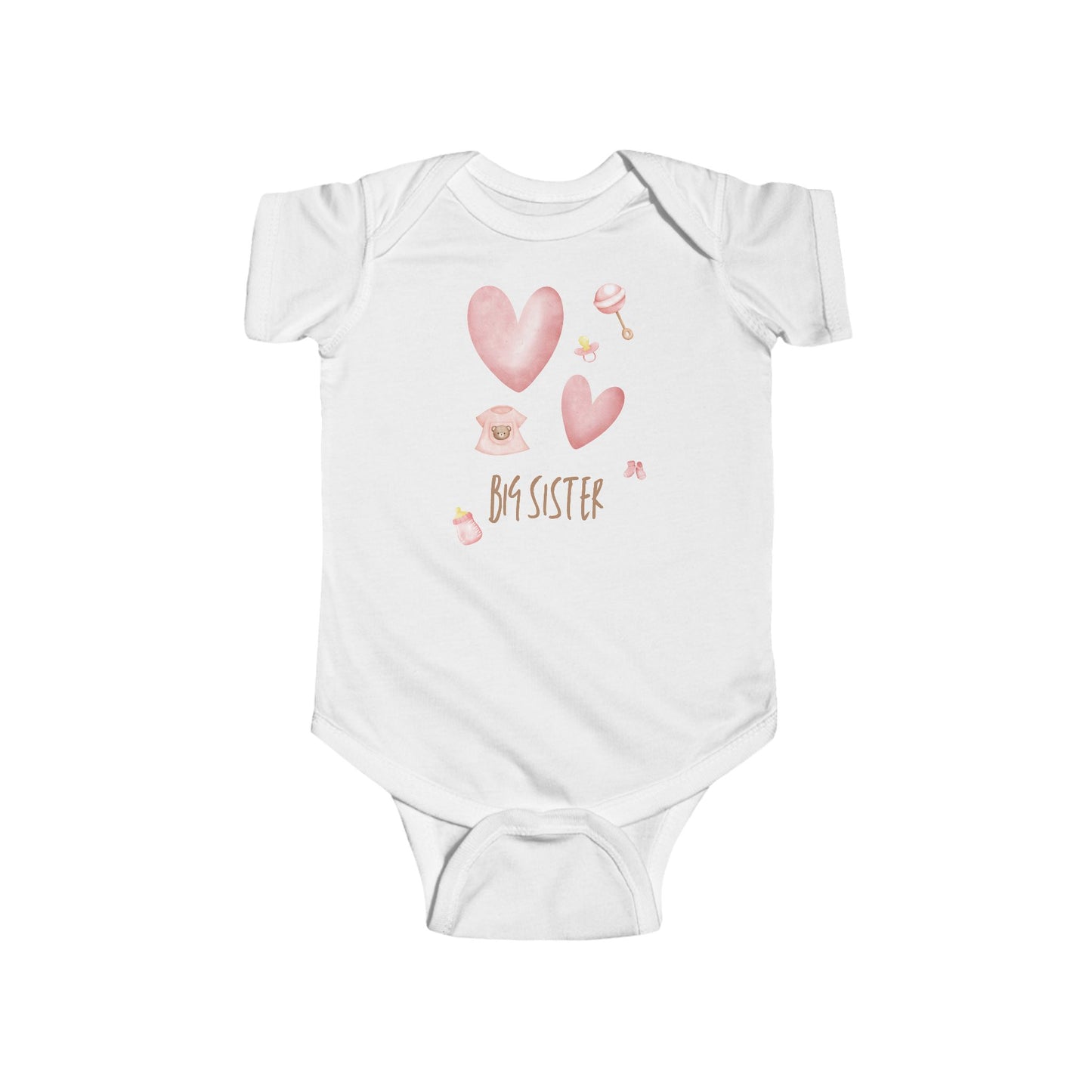 Big sister“ – Weißer Kurzarm-Body aus Baumwolle | Geschenk zur Schwangerschaft & Geschwisterverkündung