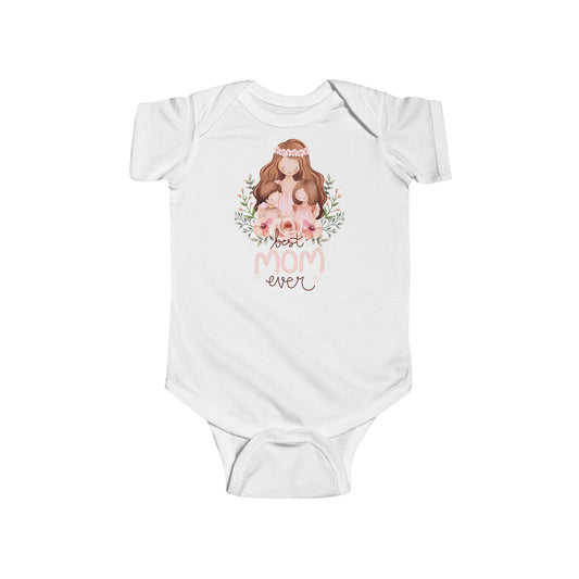 Baby Body “Best Mom Ever” – Geschenk zur Geburt, Muttertag & Babyparty – Weiß, Kurzarm