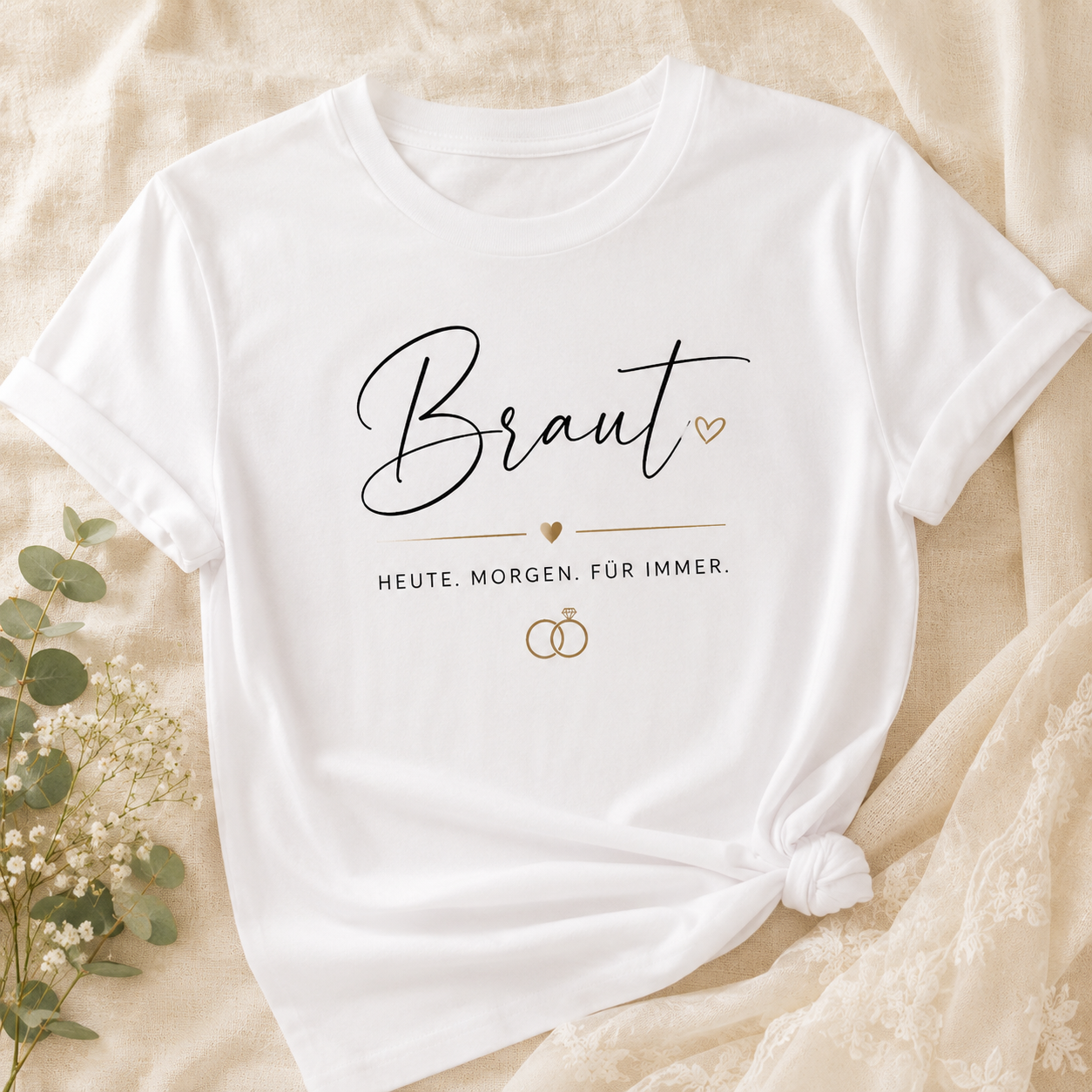 Personalisiertes T-Shirt mit Wunschtext – Hochzeit & JGA