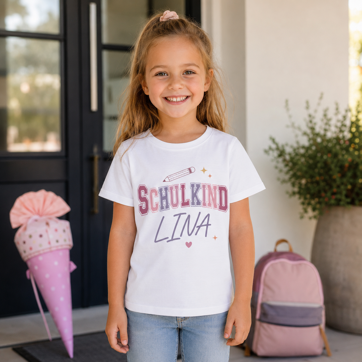 Personalisiertes Schulkind T-Shirt mit Name | Einschulung
