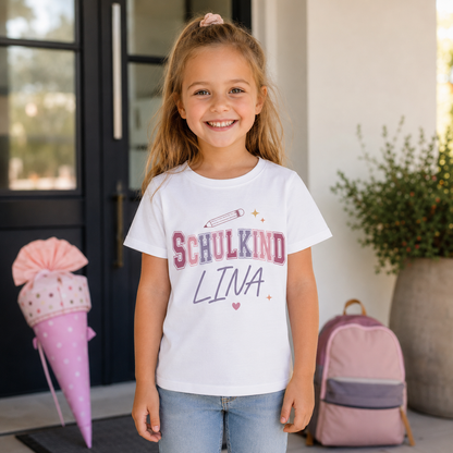 Personalisiertes Schulkind T-Shirt mit Name | Einschulung