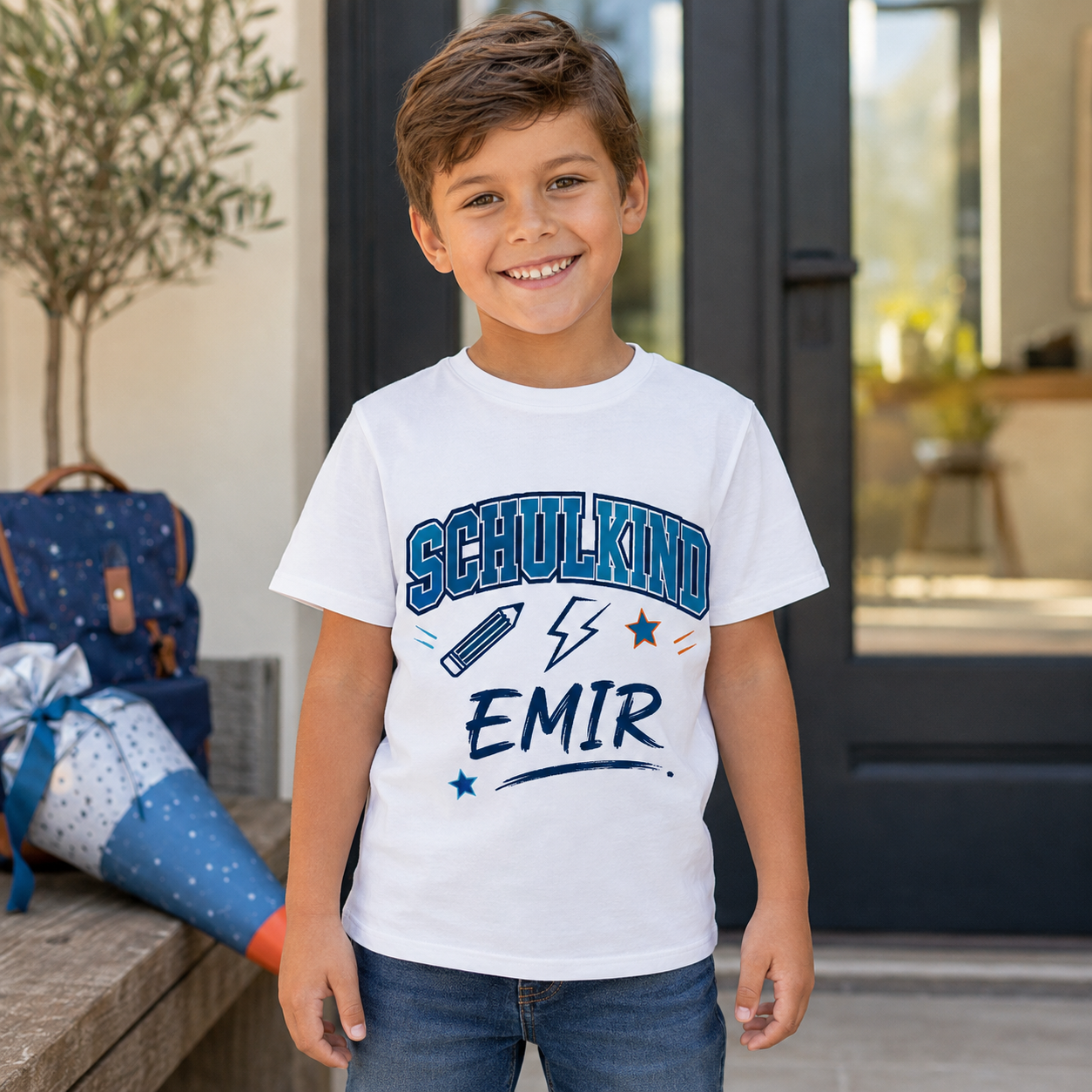 Personalisiertes Schulkind T-Shirt mit Name | Einschulung