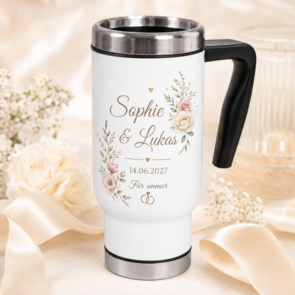 Personalisierter Edelstahl-Thermobecher – Geschenk zur Hochzeit