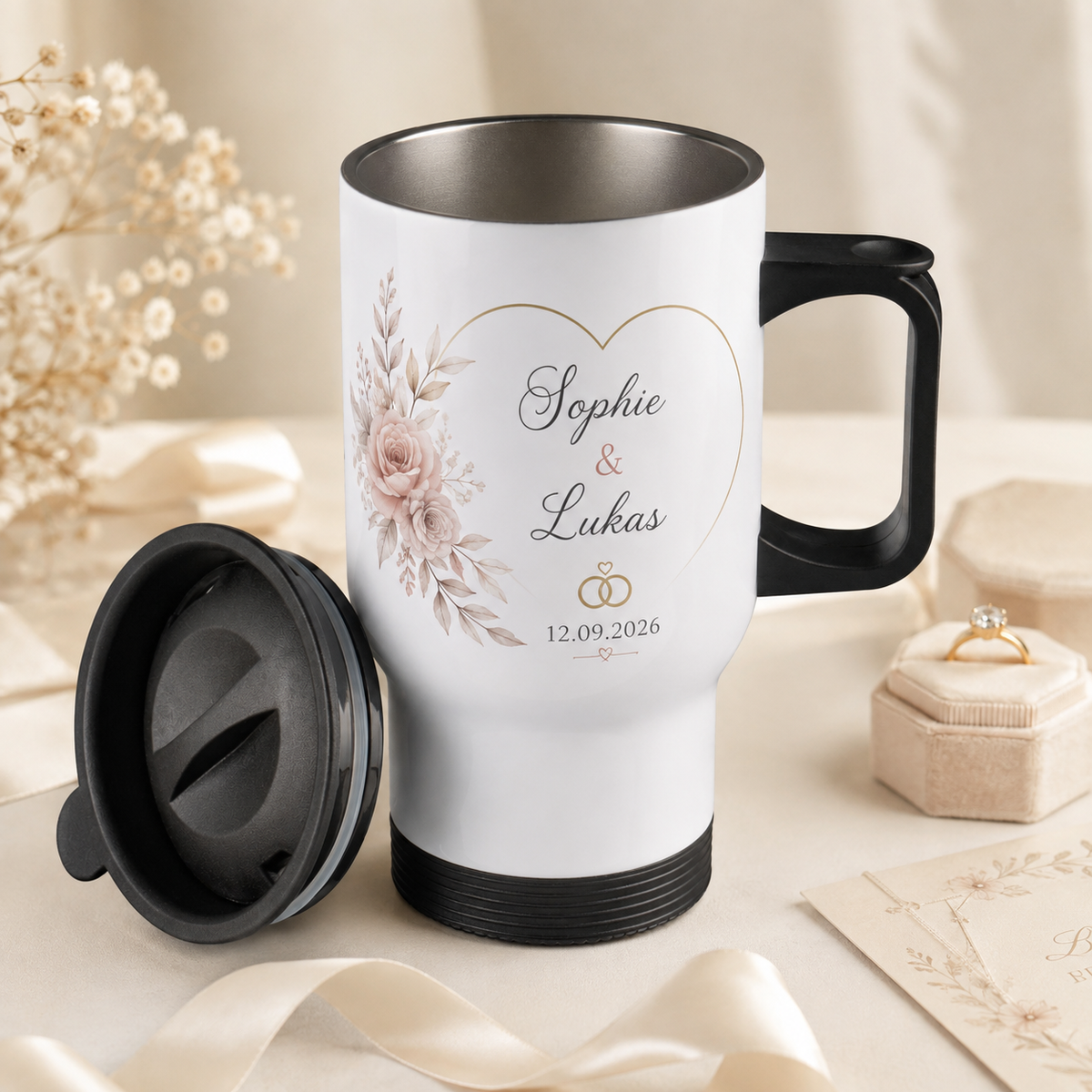 Hot&Go Thermobecher personalisiert – Hochzeitsgeschenk 390 ml
