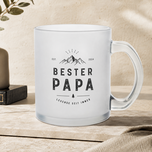 Personalisierte matte Glastasse – Geschenk für Papa & Männer