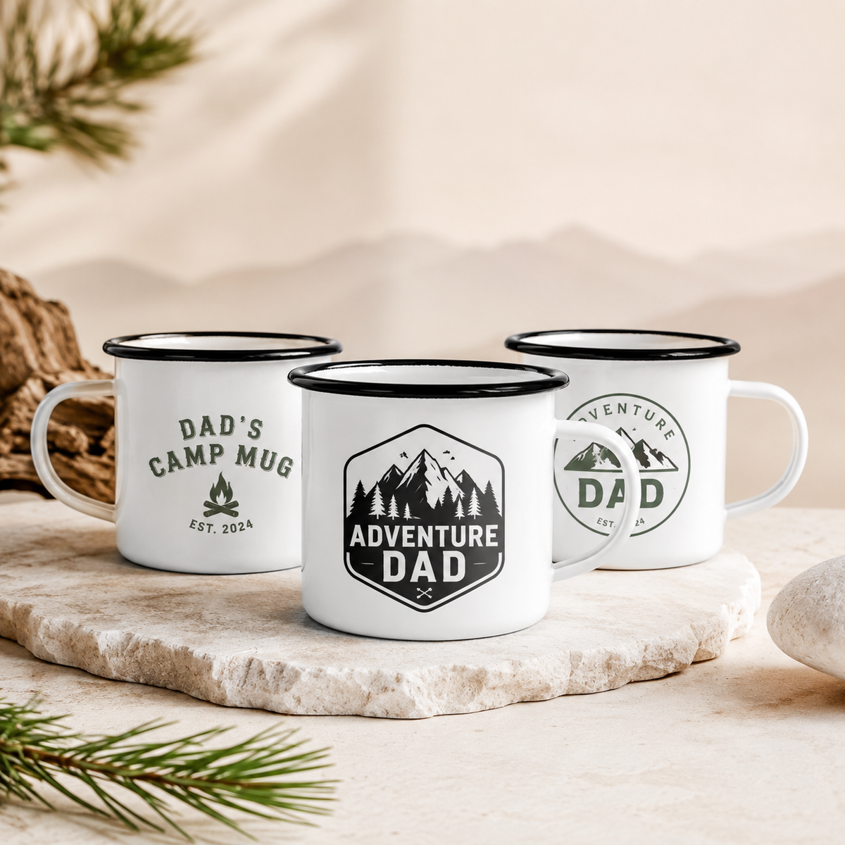 Personalisierte Emaille-Tasse – Geschenk für Männer & Papa