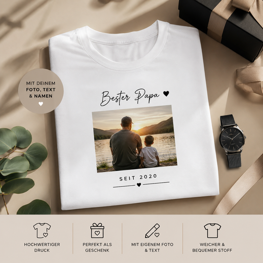 T-Shirt "Bester Papa" mit Foto und Wunschtext