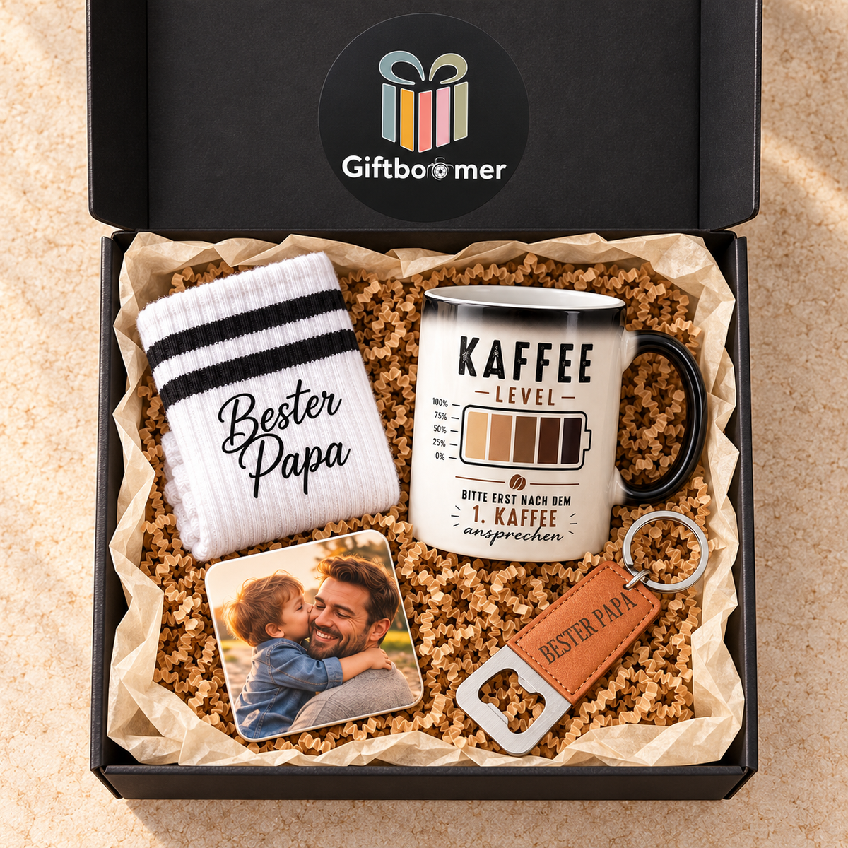 Bester-Papa-Geschenkbox – persönliche Geschenkbox mit 4 besonderen Geschenken