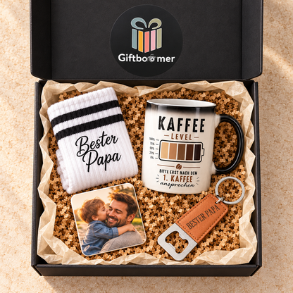 Bester-Papa-Geschenkbox – persönliche Geschenkbox mit 4 besonderen Geschenken
