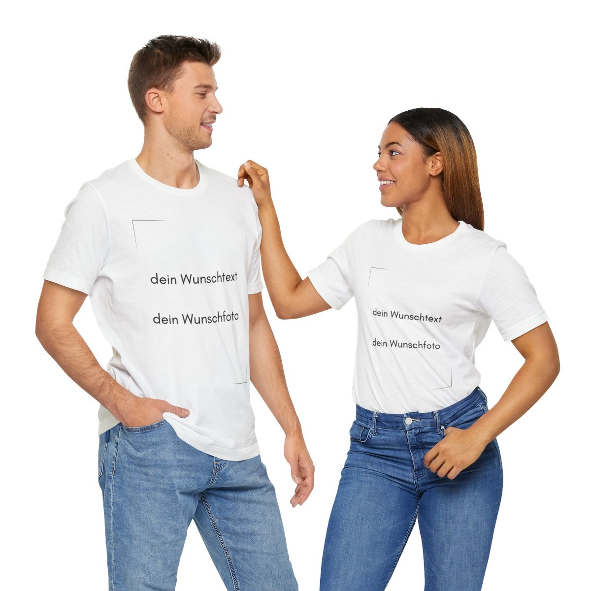 Personalisiertes T-Shirt mit Wunschtext & Wunschfoto – Individuelles Geschenk – Weißes Unisex Shirt aus Baumwolle