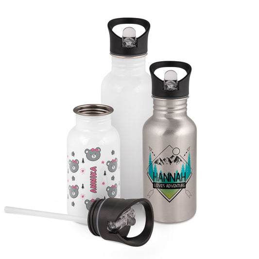 Personalisierte Trinkflasche – Edelstahl oder Weiß mit deinem Wunschdesign