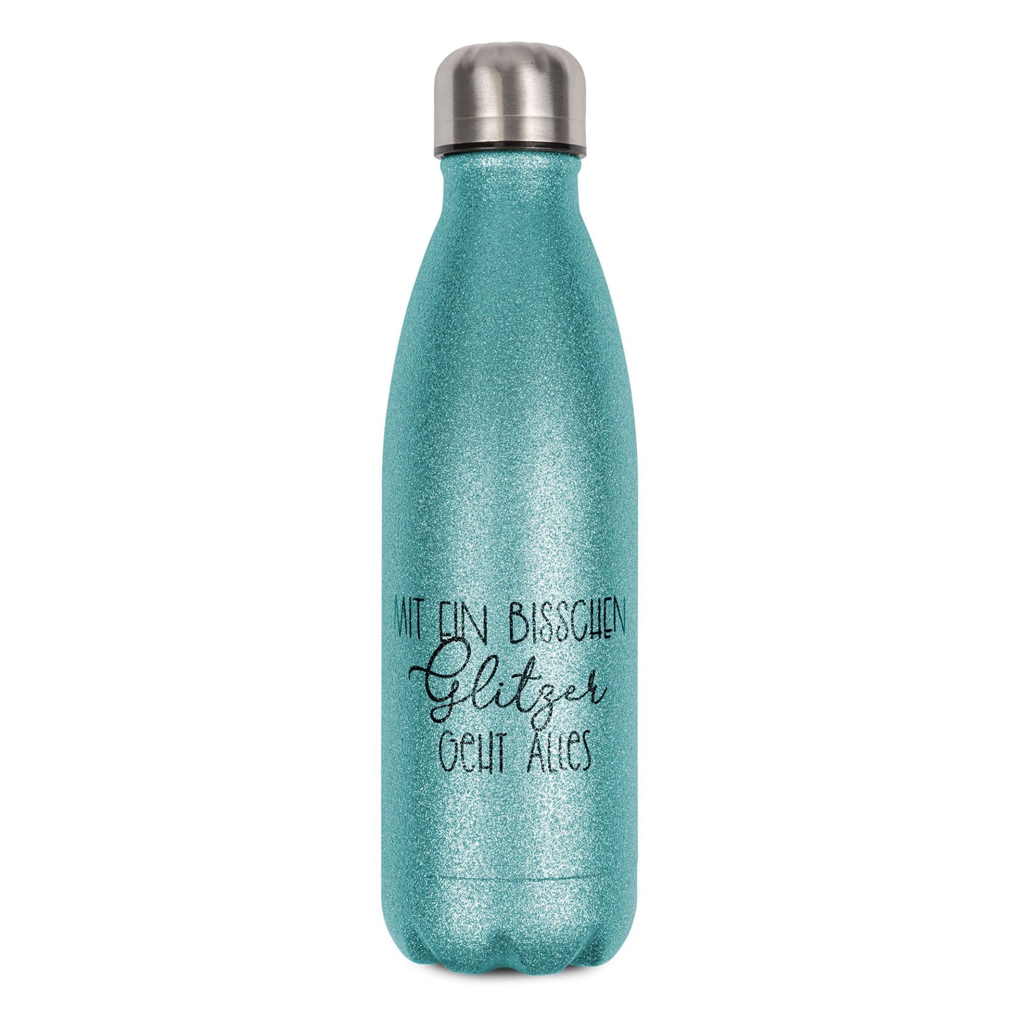 Glitzer-Thermobecher aus Edelstahl – personalisiert mit Namen, Spruch oder Foto