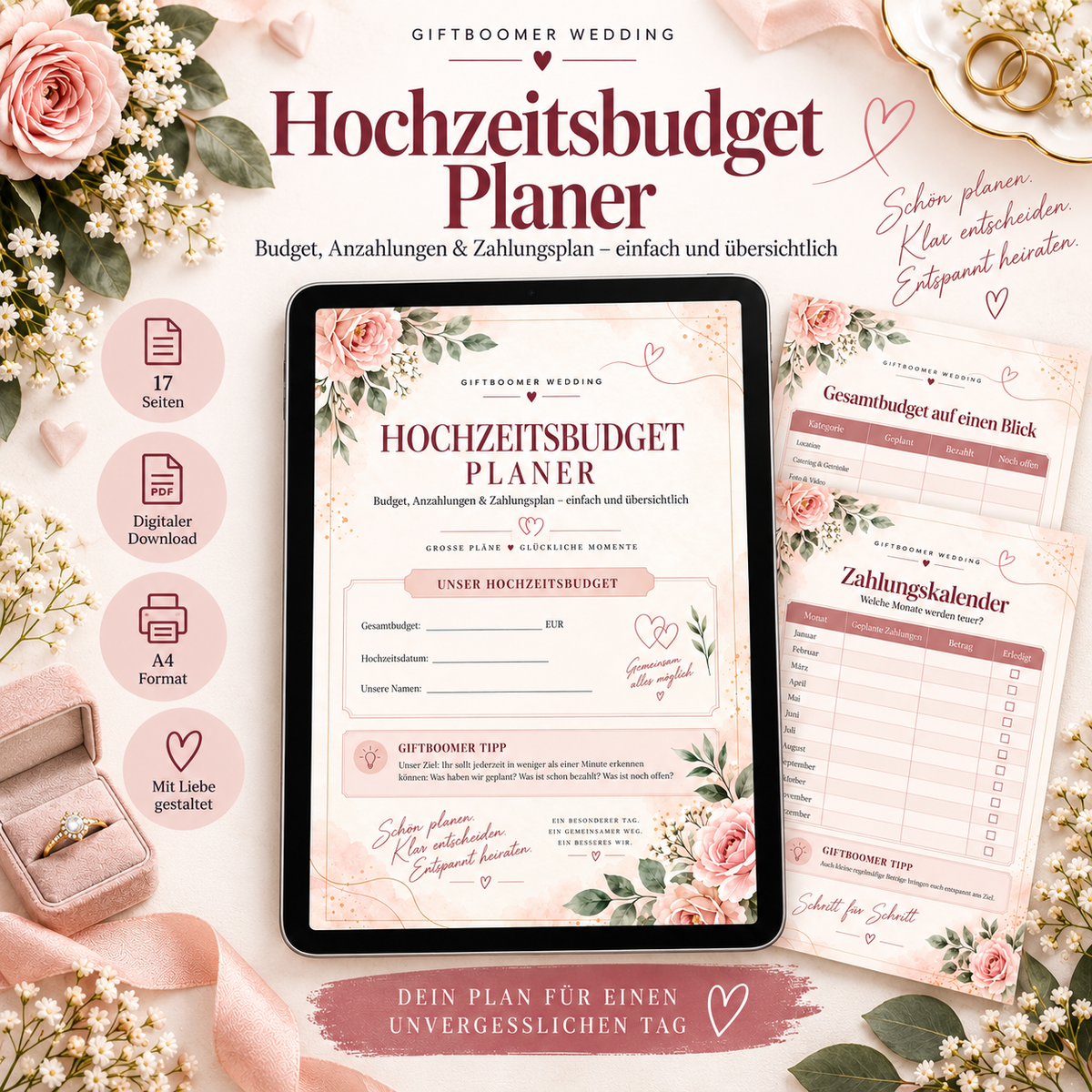 hochzeitsbudgetplaner mit budget anzahlungen etc, digitaler download