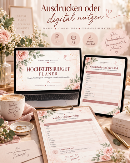 digitaler download hochzeitsbudgetplaner
