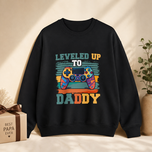 Leveled Up to Daddy Sweatshirt – Geschenk für werdende Väter
