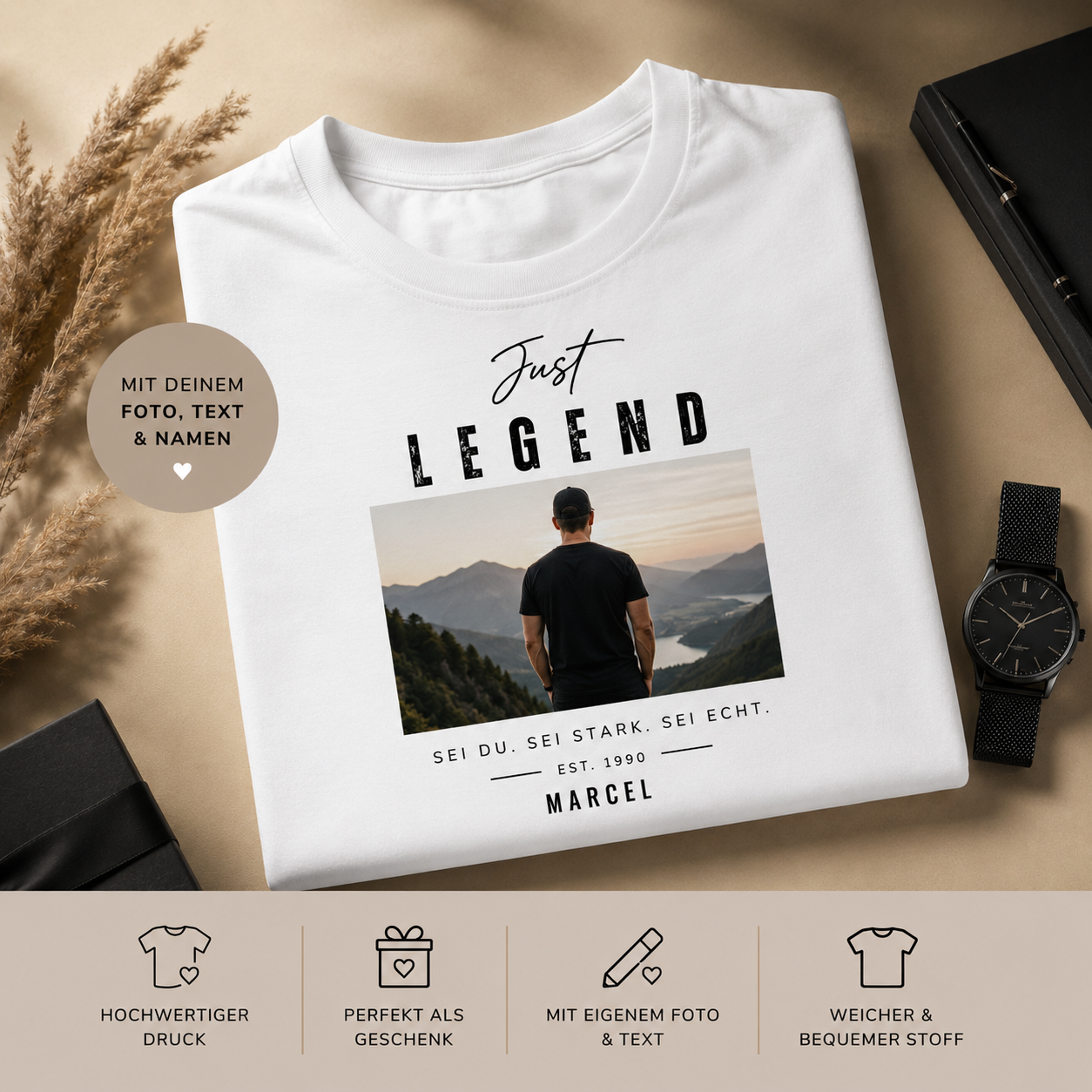 Personalisiertes T-Shirt für Männer – Wunschtext oder eigenes Motiv