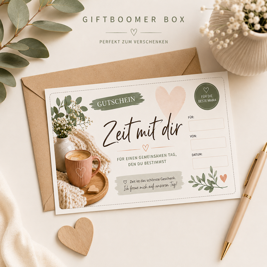 Gutschein für Mama – Zeit mit dir | Editierbare Canva-Vorlage & PDF